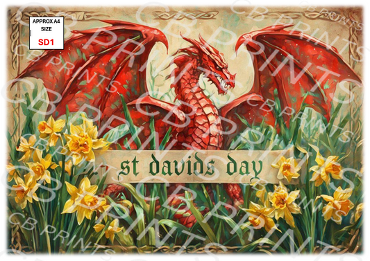 Welsh dragon Decoupage Print SD1 | Mulberry Paper