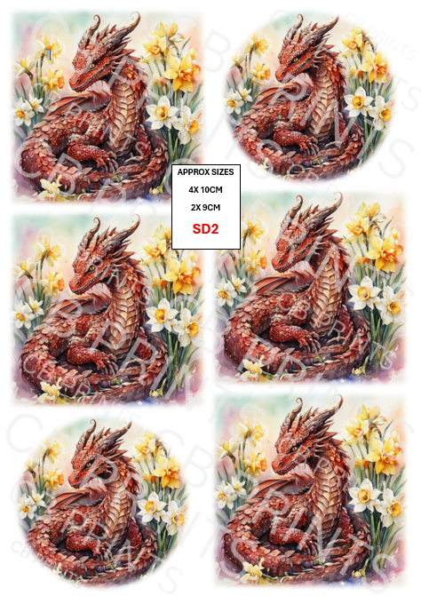 Welsh dragon Decoupage Print SD2 | Mulberry Paper