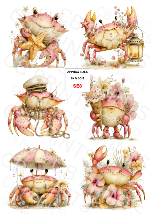 Crab Decoupage Paper Print SE8 – Beach Mulberry Paper