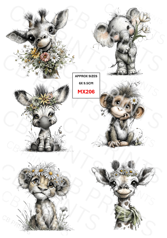 Mixed Animal Decoupage Print MX206 | Mulberry Paper
