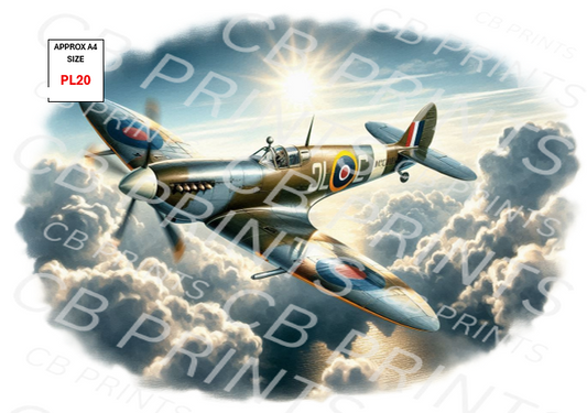 Spitfire Plane Decoupage Paper Print PL20 – Mulberry Paper