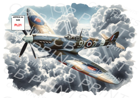 Spitfire Plane Decoupage Paper Print PL21 – Mulberry Paper