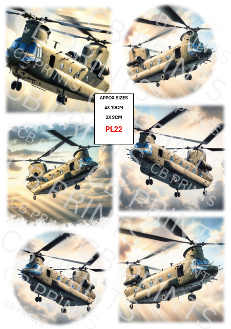 Chinook helicopter Decoupage Paper Print PL22 – Mulberry Paper