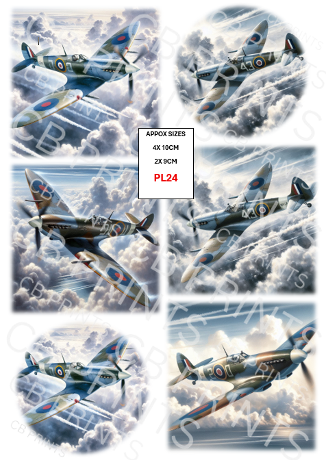 Spitfire Plane Decoupage Paper Print PL24 – Mulberry Paper