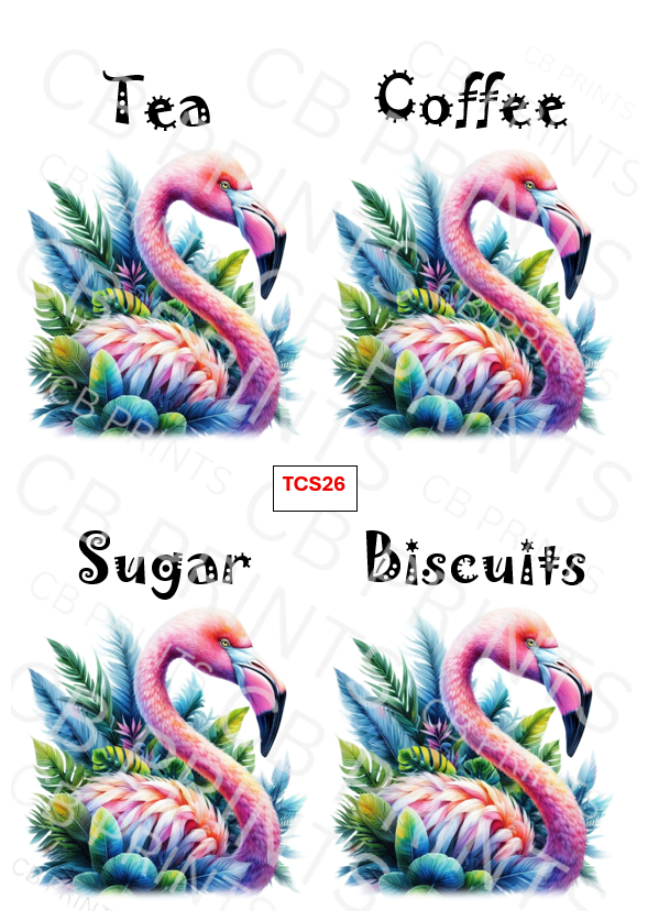 Flamingo Tea Coffee Sugar Decoupage Print TCS26 | Mulberry Paper