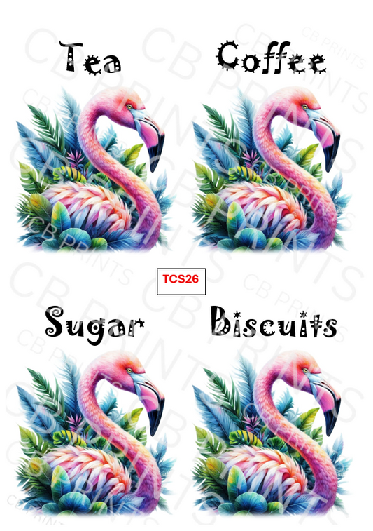 Flamingo Tea Coffee Sugar Decoupage Print TCS26 | Mulberry Paper