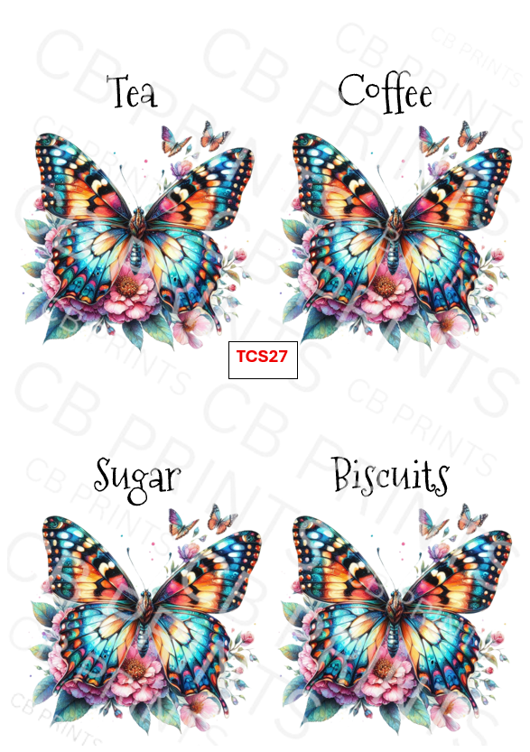 Butterfly Tea Coffee Sugar Decoupage Print TCS27 | Mulberry Paper