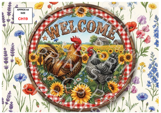 Chicken Decoupage Print CH19 | Mulberry Paper