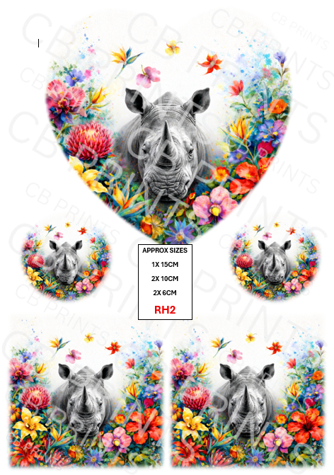 Rhino Decoupage Print RH2 | Mulberry Paper
