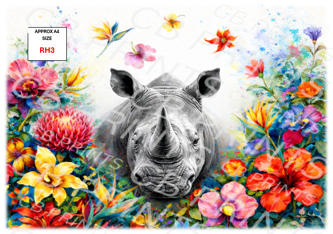 Rhino Decoupage Print RH3 | Mulberry Paper