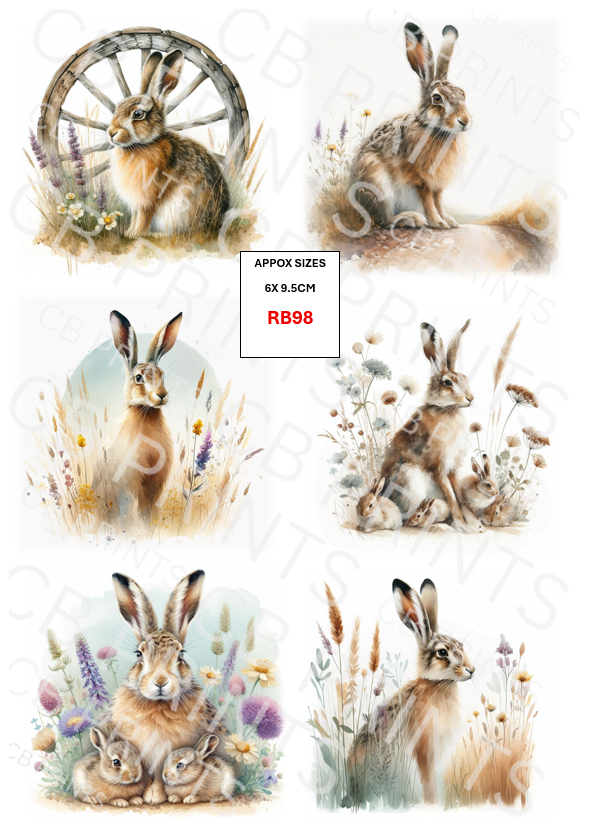 Hare Decoupage Print RB98 | Mulberry Paper