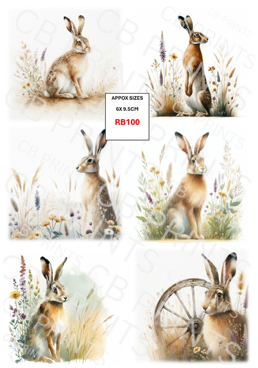 Hare Decoupage Print RB100 | Mulberry Paper