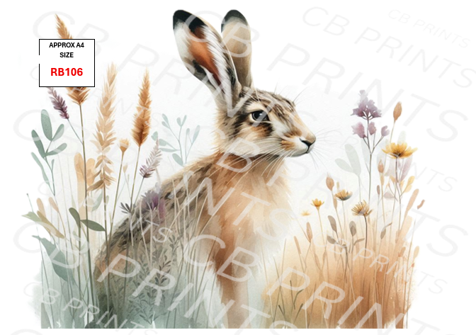 Hare Decoupage Print RB106 | Mulberry Paper