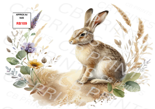Hare Decoupage Print RB109 | Mulberry Paper