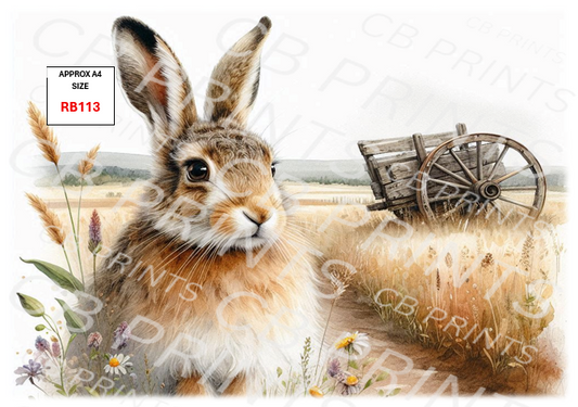 Hare Decoupage Print RB113 | Mulberry Paper