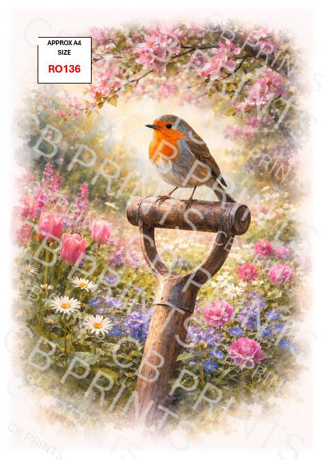 Robin Decoupage Print RO136 | Mulberry Paper