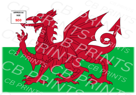 Welsh Flag Decoupage Print SD3 | Mulberry Paper