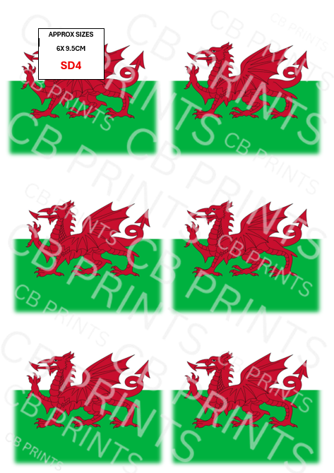 Welsh Flag Decoupage Print SD4 | Mulberry Paper