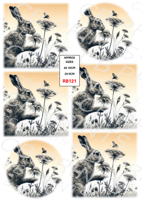 Rabbit Decoupage Print RB121 | Mulberry Paper