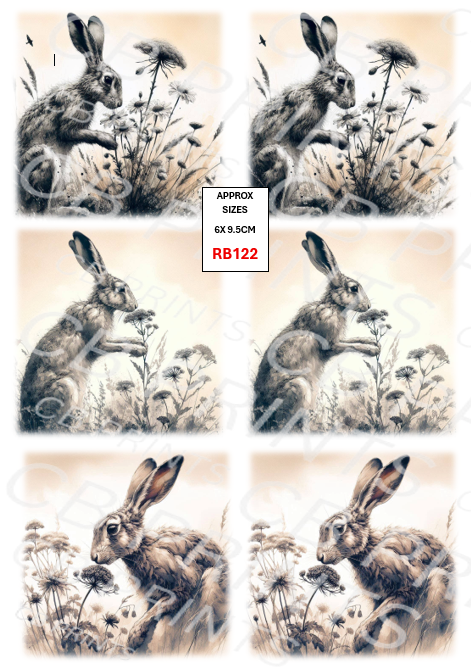 Rabbit Decoupage Print RB122 | Mulberry Paper