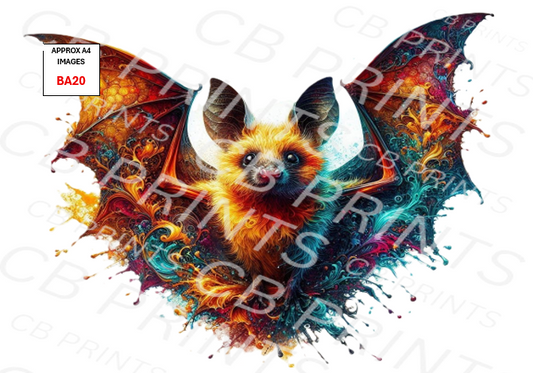 Bat Decoupage Print BA20 | Mulberry Paper
