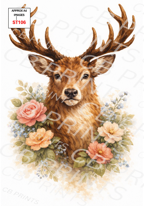 Stag Decoupage Print ST106 | Mulberry Paper
