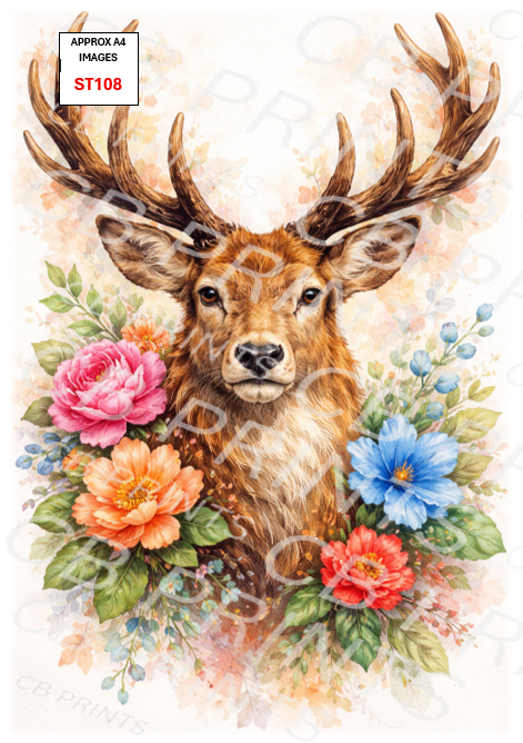 Stag Decoupage Print ST108 | Mulberry Paper