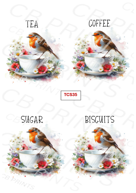 Robin Tea Coffee Sugar Biscuit Decoupage Print TCS35 | Mulberry Paper