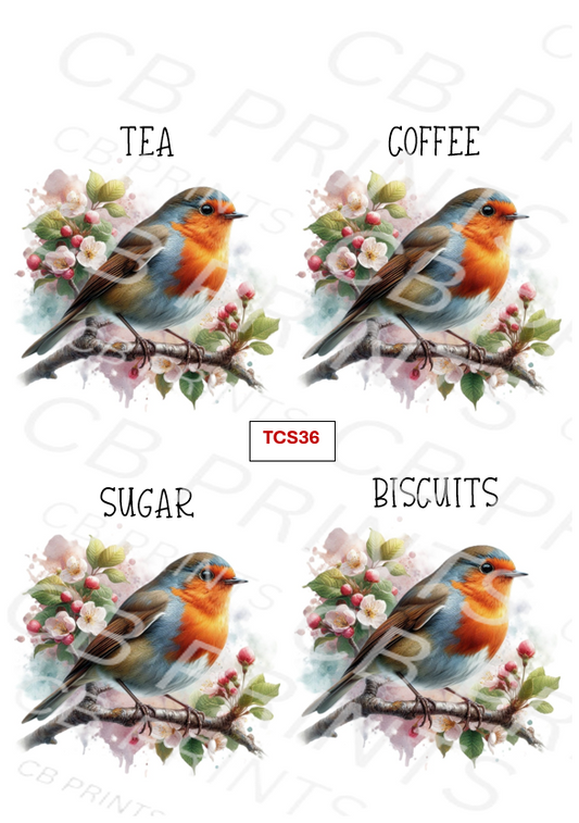 Robin Tea Coffee Sugar Biscuit Decoupage Print TCS36 | Mulberry Paper