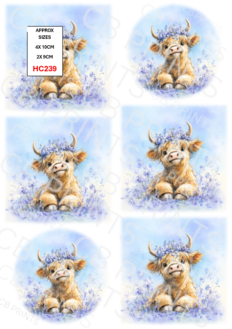 Highland Cow Decoupage Print HC239 | Mulberry Paper