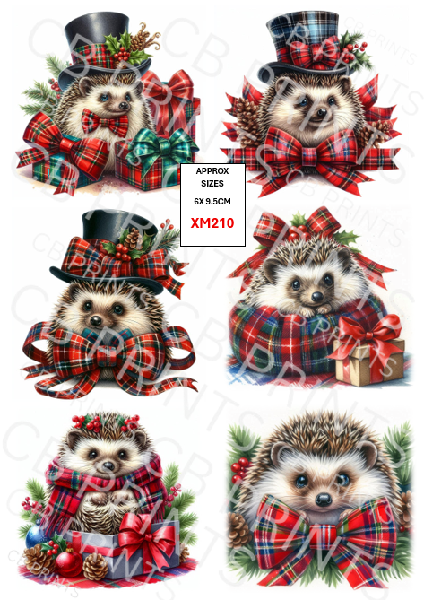 Christmas Hedgehog Decoupage Print XM210 | Mulberry Paper