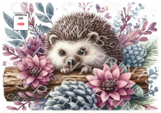 Hedgehog Decoupage Print H69 | Mulberry Paper