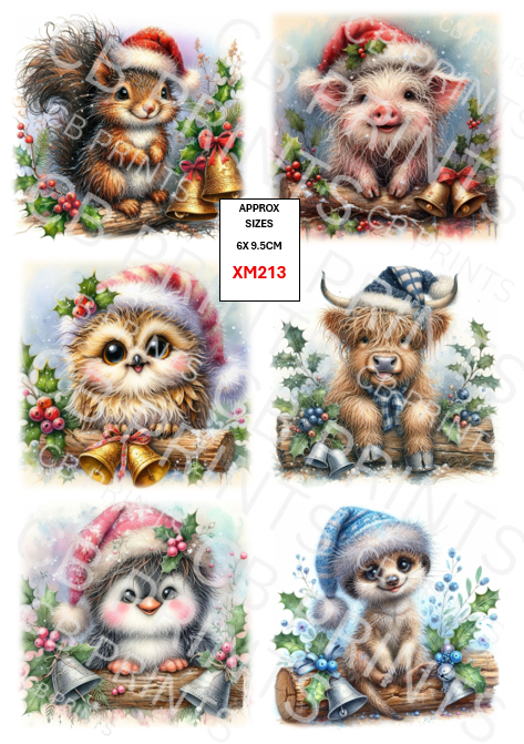 Mixed Christmas Decoupage Print XM213 | Mulberry Paper