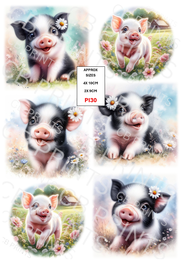 Pig Decoupage Print PI30 | Mulberry Paper
