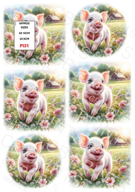 Pig Decoupage Print PI31 | Mulberry Paper