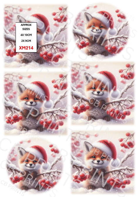 Christmas Fox Decoupage Print XM214 | Mulberry Paper