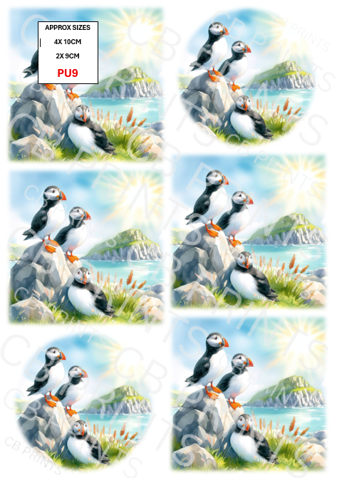 Puffin Decoupage Print PU9 | Mulberry Paper