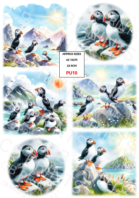 Puffin Decoupage Print PU10 | Mulberry Paper