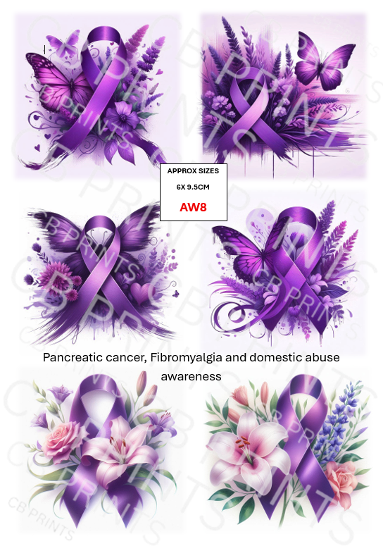 Awareness Ribbon Decoupage Print AW8 | Mulberry Paper