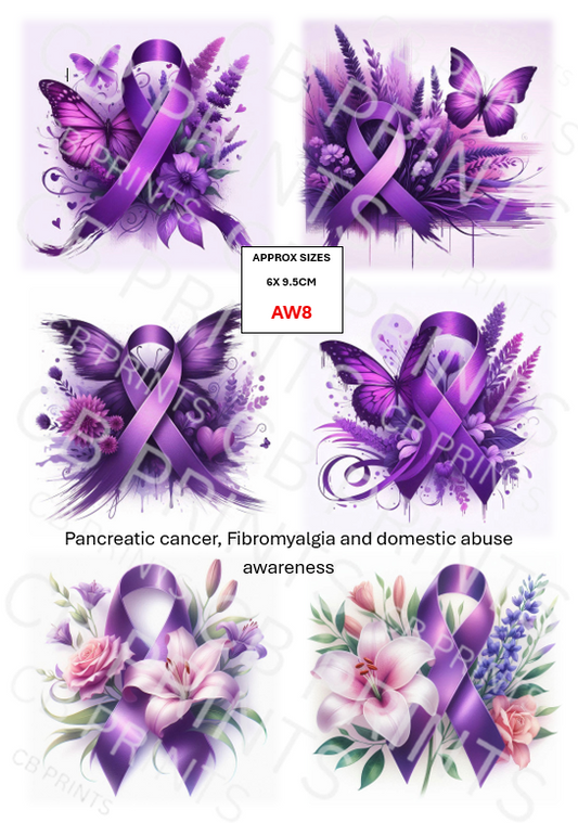 Awareness Ribbon Decoupage Print AW8 | Mulberry Paper