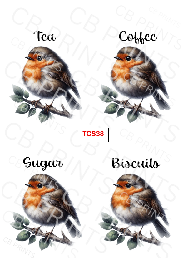 Robin Tea Coffee Sugar Biscuit Decoupage Print TCS38 | Mulberry Paper