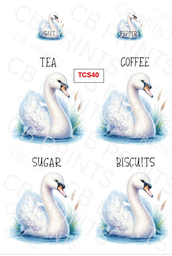Swan tea, coffee, sugar design TCS40