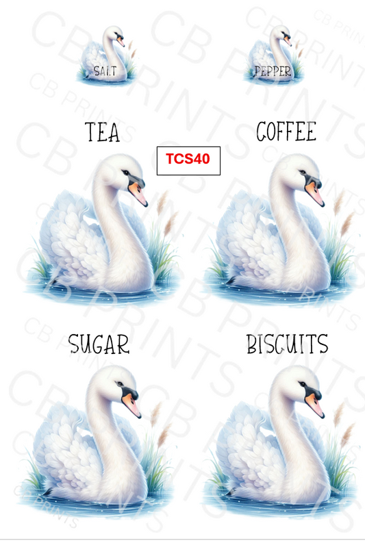 Swan tea, coffee, sugar design TCS40