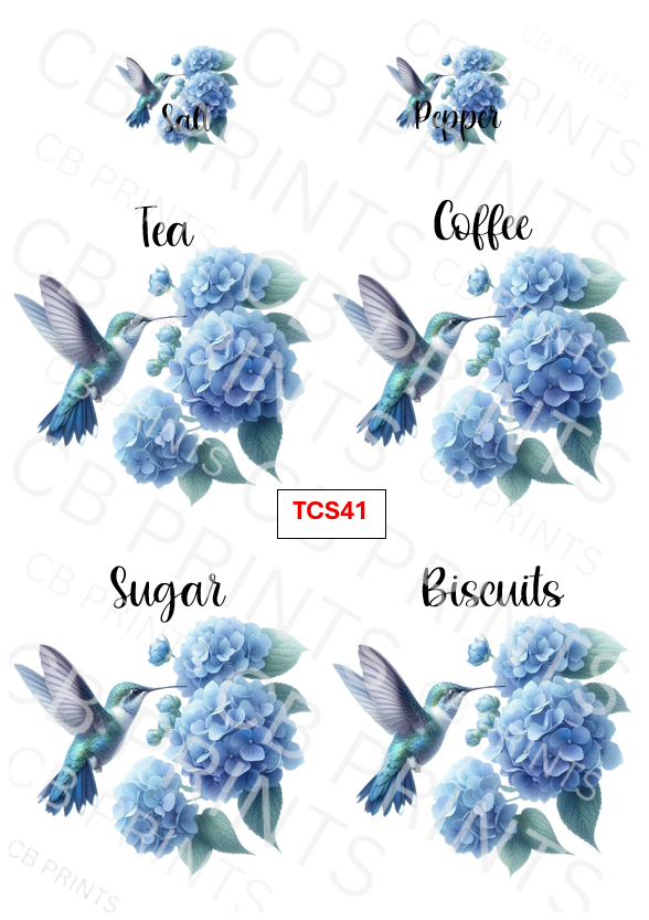 Hummingbird Tea Coffee Sugar Decoupage Print TCS41 | Mulberry Paper