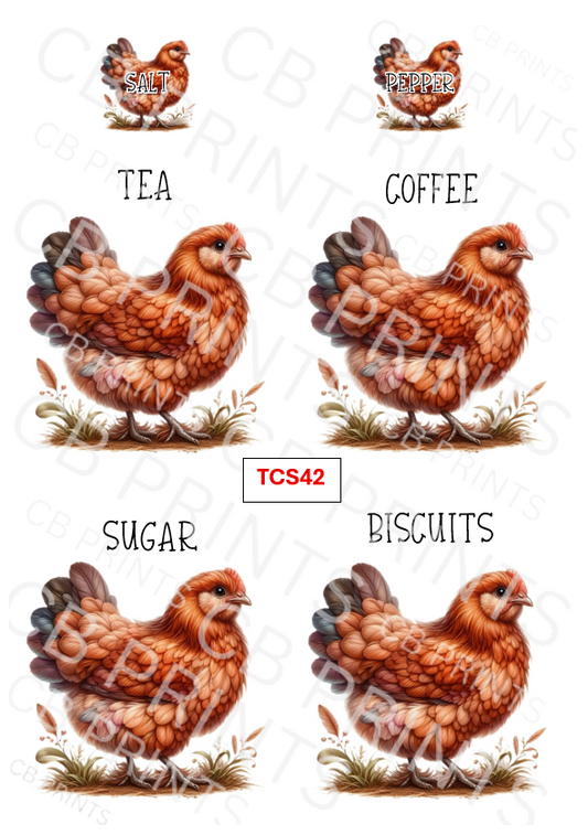 Chicken tea, coffee, sugar design TCS42