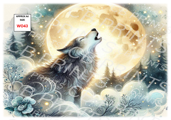 Wolf Decoupage Print WO43 | Mulberry Paper