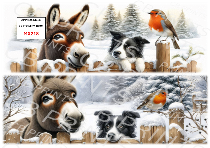 Mixed donkey, dog and robin design MX218