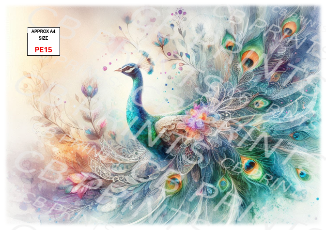 Peacock Decoupage Paper Print PE15 – Mulberry Paper