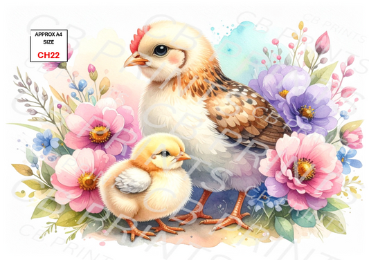 Chicken Decoupage Print CH22 | Mulberry Paper