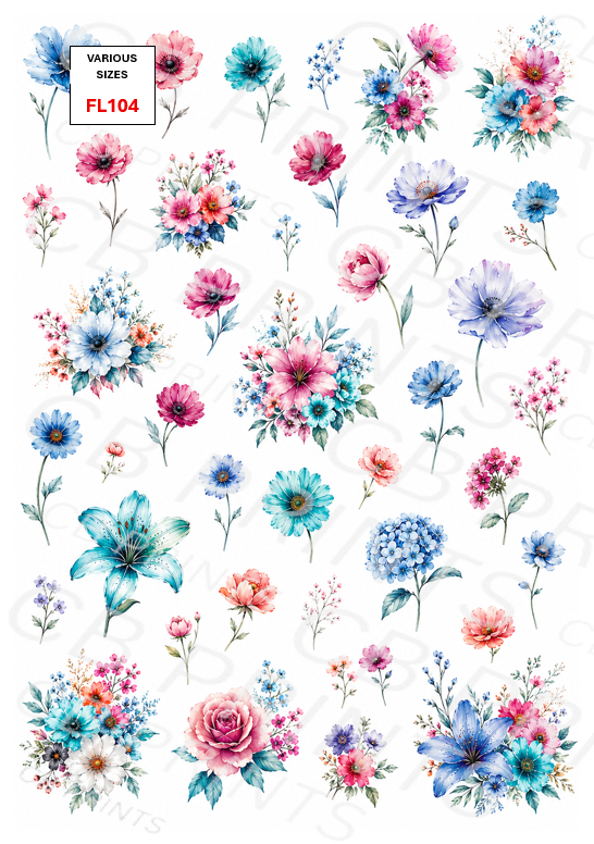 Floral Decoupage Print FL104 | Mulberry Paper